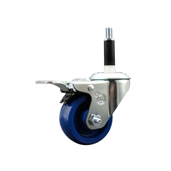 Service Caster 3'' SS Solid Poly Swivel 7/8'' Expanding Stem Caster Total Lock Brake SCC-SSEXTTL20S314-SPUS-78 - main